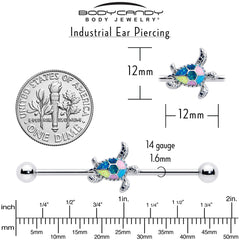 14G Glitter Turtle Industrial Barbell 38mm