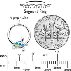 16G 3/8 Glitter Turtle Hinged Segment Ring