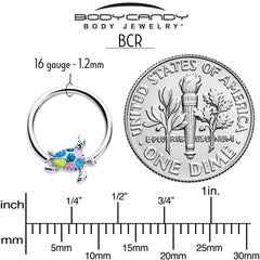 16G 3/8 Glitter Turtle BCR Captive Ring