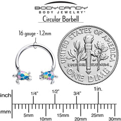 16G 3/8 Glitter Turtle Horseshoe Circular Barbell