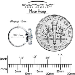 20G 5/16 Vitrail CZ Gem Beauty Cross Nose Hoop