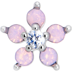 16G 5/16 Pink Faux Opal Internally Threaded Flower Labret Tragus