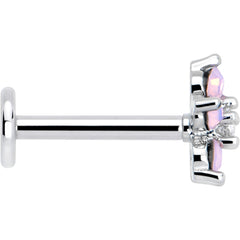 16G 5/16 Pink Faux Opal Internally Threaded Flower Labret Tragus