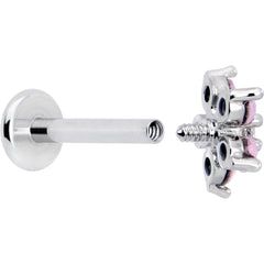 16G 5/16 Pink Faux Opal Internally Threaded Flower Labret Tragus
