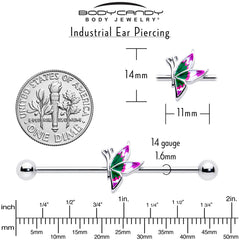 14G Profile Butterfly Industrial Barbell 38mm