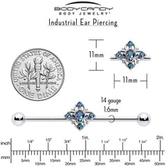 14G Vitrail CZ Gem Beauty Cross Industrial Barbell 38mm