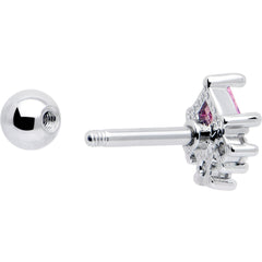 16G 1/4 Pink Clear CZ Gem Rhombus Riot Cartilage Tragus Earring