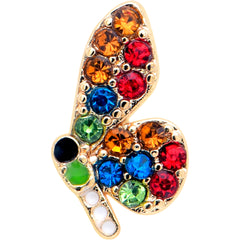 16G 5/16 Red Blue Gem Gold Tone Butterfly Labret Monroe Tragus