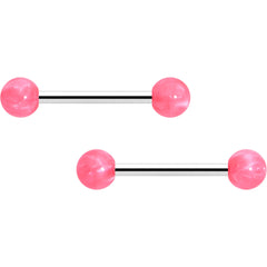 14G 9/16 Color Acrylic Ball Ends Barbell Nipple Ring Set