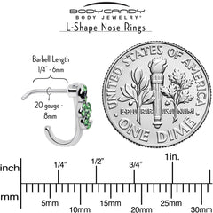 20G 7mm Green Gem Snake Sweetie Faux Hoop L Shape Nose Ring