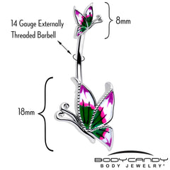 Profile Butterflies Double Mount Belly Ring
