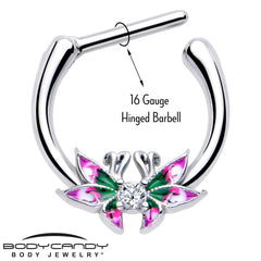 16G 5/16 Clear CZ Gem Profile Butterflies Cartilage Clicker