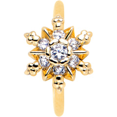 20G 5/16 Clear CZ Gem Gold Tone Glam Snowflake Nose Hoop