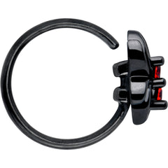 20G 5/16 Red CZ Gem Black Sleek Spider Nose Hoop