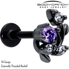 16G 5/16 Purple Clear Gem Black Twining Vine Labret Monroe Tragus