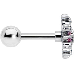 16G 1/4 Pink CZ Gem Glam Snowflake Cartilage Tragus Earring