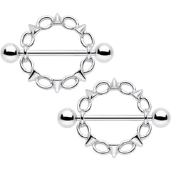 14G 9/16 Links And Spikes Nipple Shield Set