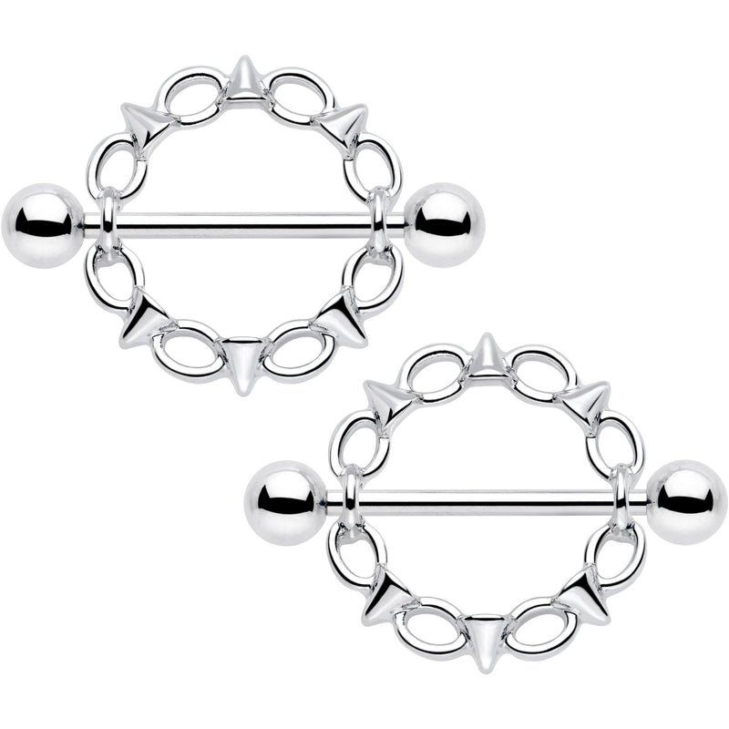 14G 9/16 Links And Spikes Nipple Shield Set