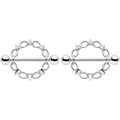 14G 9/16 Links And Spikes Nipple Shield Set