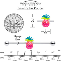 14G Hot Tropical Pineapple Industrial Barbell 38mm