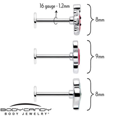 16G 5/16 Ladybug Hippie Flower Labret Monroe Tragus Set of 3