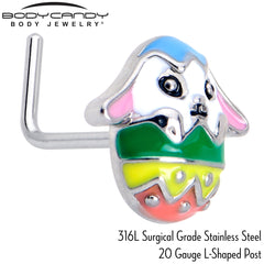 20G 7mm Easter Egg Bunny L Shape Nose Ring Set of 3