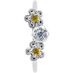 20G 5/16 Yellow CZ Gem Flower Honeycomb Nose Hoop