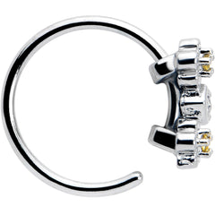 20G 5/16 Yellow CZ Gem Flower Honeycomb Nose Hoop