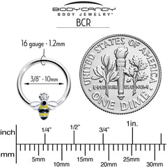 16G 3/8 Clear CZ Gem Bee Sweet BCR Captive Ring