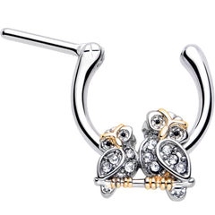 16G 5/16 Clear Gem Evening Owls Cartilage Clicker