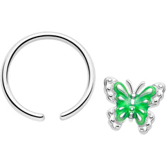 16G 3/8 Butterfly Green Splash BCR Captive Charm Ring
