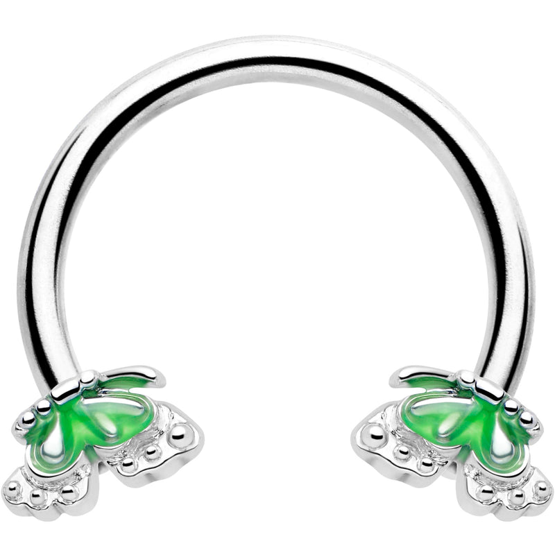 16G 3/8 Butterfly Green Splash Horseshoe Circular Barbell