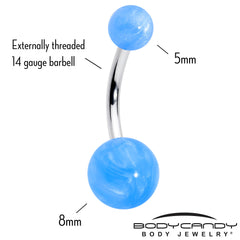 Opaque Pastel Blue Ends Belly Ring