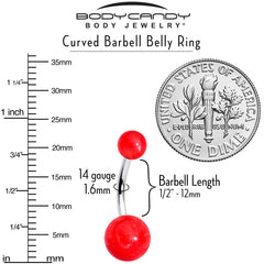 Opaque Bright Red Ends Belly Ring