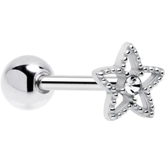 Clear Gem Star Texture Barbell Tongue Ring