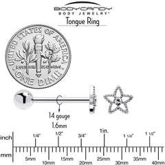 Clear Gem Star Texture Barbell Tongue Ring