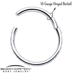 16G Clear Cubic Zirconia Forward Facing Hinged Segment Ring