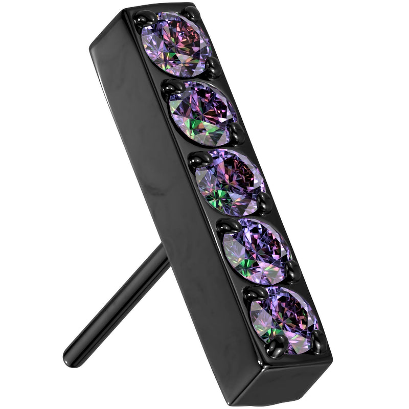 Vitrail CZ Gem Black ASTM F-136 Beauty Bar Flat Back Earring Push In Top