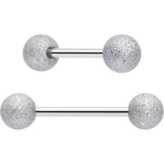 Red CZ Gem Flower Sandblasted Barbell Tongue Ring Set of 4