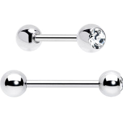 Green CZ Gem Crescent Moon Marbleized Barbell Tongue Ring Set of 4