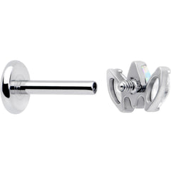 Titanium Internally Threaded Flat Back Stud - 18G Fancy CZ Opal