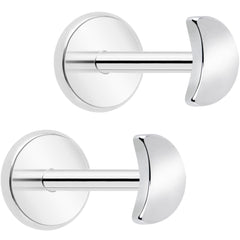 4mm Crescent Moon Flat Back Stud Earrings - 1 Pair