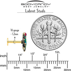 16G Frog Flat Back Earring Set Internally Threaded 3 Pack
