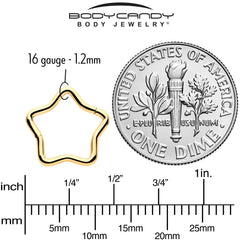 16G 5/16 Gold Tone Star Shaped Hinged Segment Ring