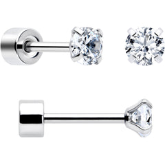Clear Simplistic Heart Star CZ Flat Back Stud Earrings - 3 Pairs