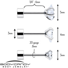 Clear Simplistic Heart Star CZ Flat Back Stud Earrings - 3 Pairs