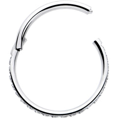 20G 5/16 Clear Cubic Zirconia Forward Facing Hinged Segment Ring