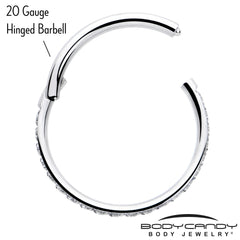 20G 5/16 Clear Cubic Zirconia Forward Facing Hinged Segment Ring
