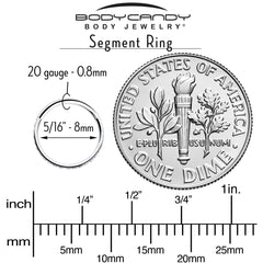 20G 5/16 Clear Cubic Zirconia Forward Facing Hinged Segment Ring
