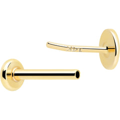 14k Solid Yellow Gold 3mm Disc Threadless Push In Flat Back Stud